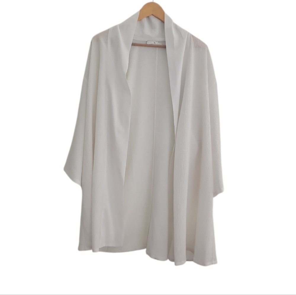 Natori White Kimono Cardigan 1X Lightweight Pool Resort Cruise Vacation Layer